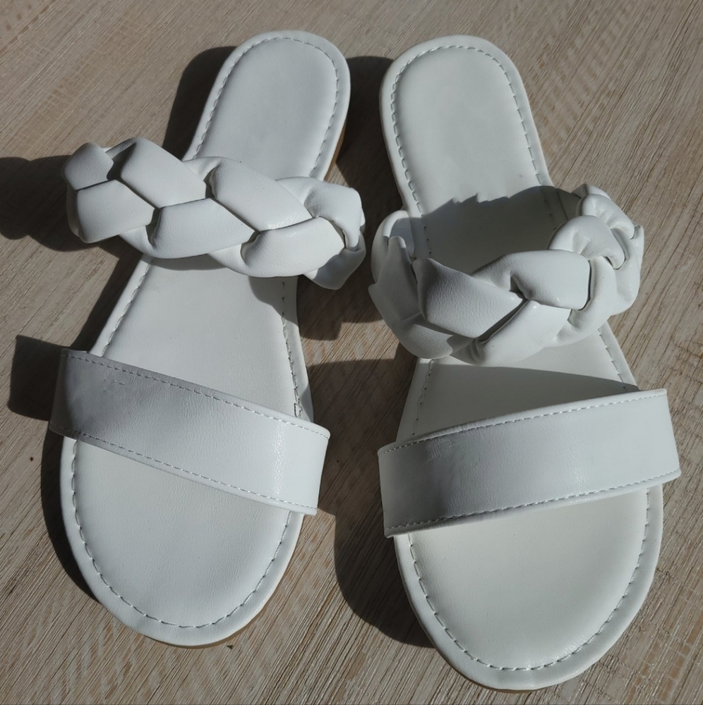 BRAND NEW Braided White Sandals